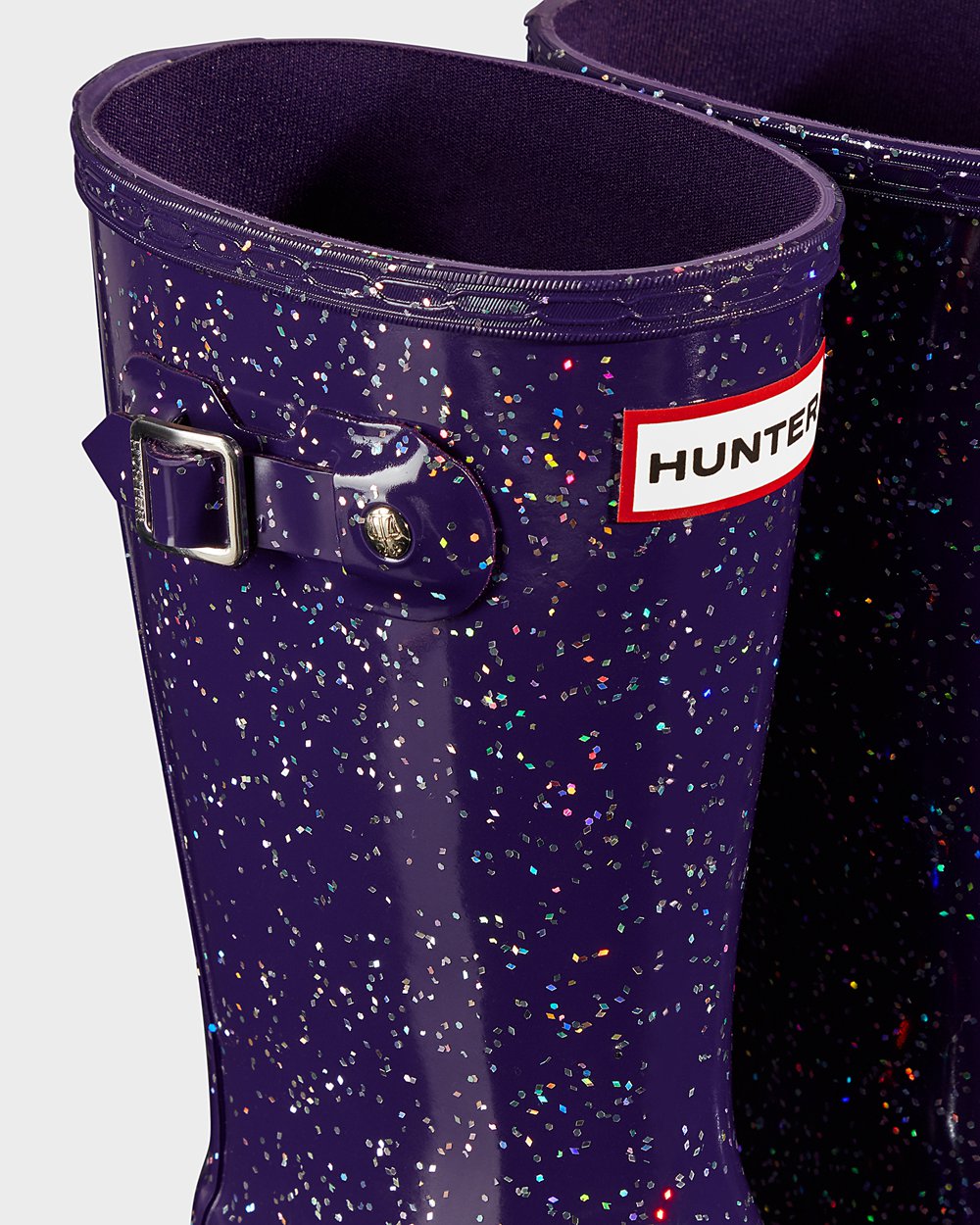 Kids Rain Boots - Hunter Original Big Giant Glitter (02LVCERGH) - Blue Purple